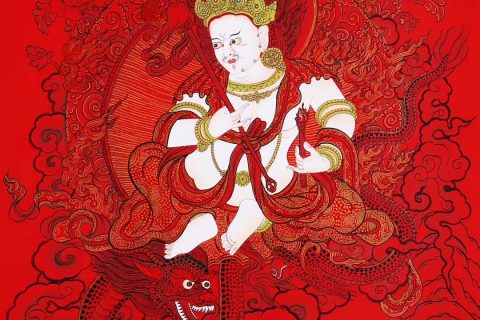 编号188-630201：红金唐卡-白财神（60*45CM左右）