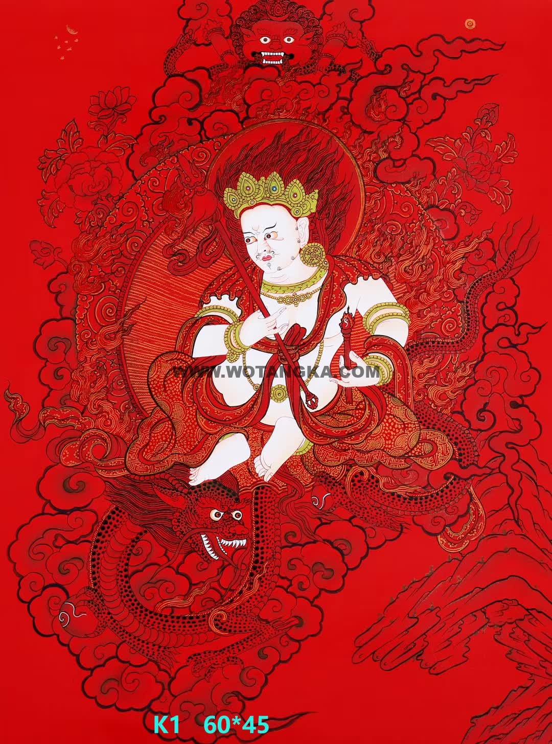 编号188-630201：红金唐卡-白财神（60*45CM左右）