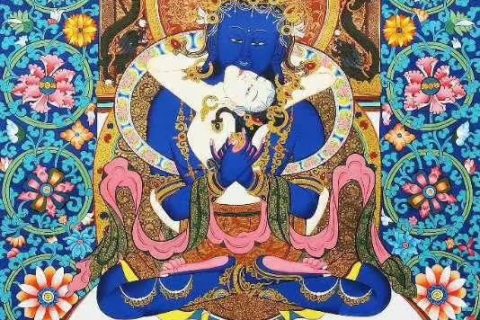 编号188-343571：彩绘唐卡-金刚总持佛（75*50CM左右）