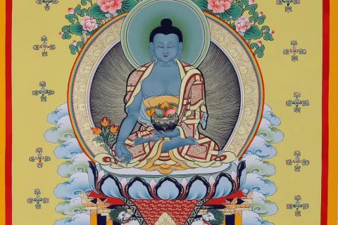 编号138-131551：彩绘唐卡-药师佛（80*50CM左右）