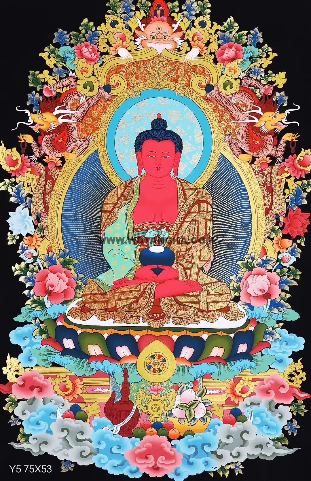 编号188-795640：彩绘唐卡-阿弥陀佛（75*50CM左右）