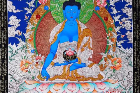 编号188-639845：白银唐卡-药师佛（85*60CM左右）