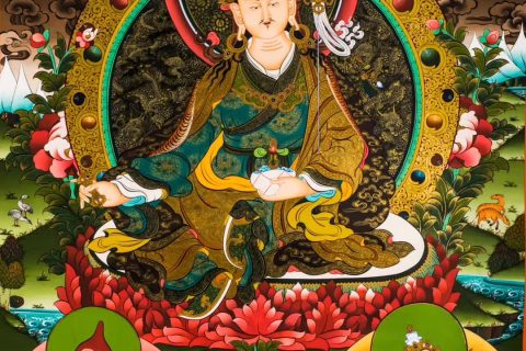 编号188-513656：彩绘唐卡-莲花生大士（76*55CM左右）
