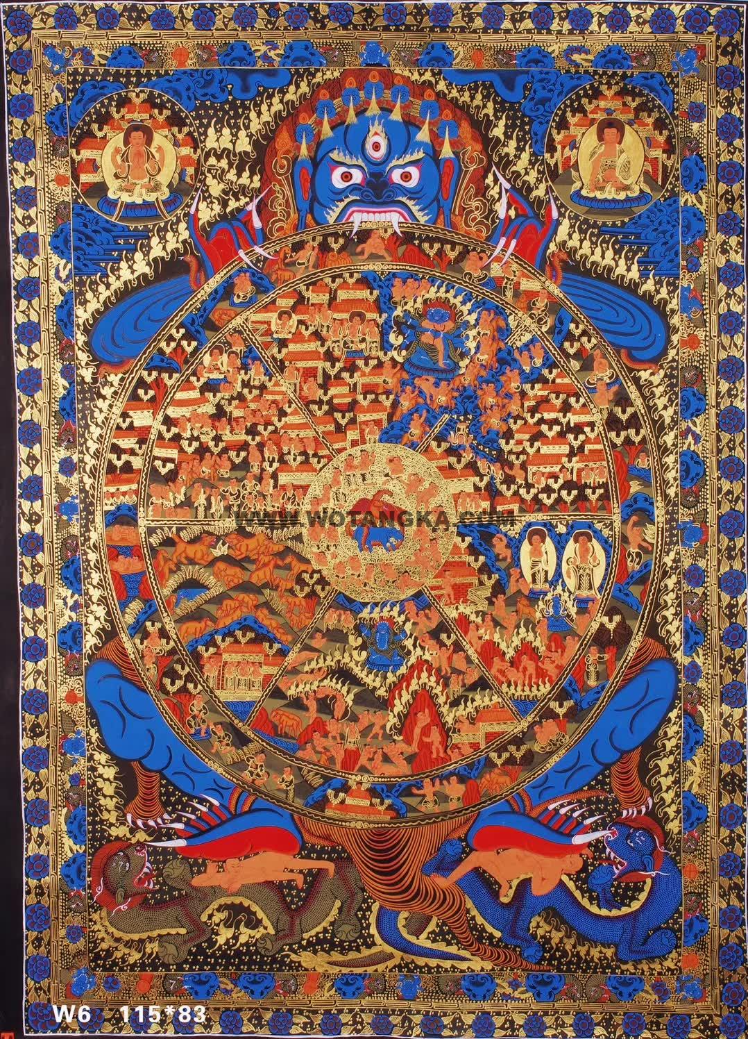 编号188-909641：彩绘唐卡-六道轮回（115*83CM左右）