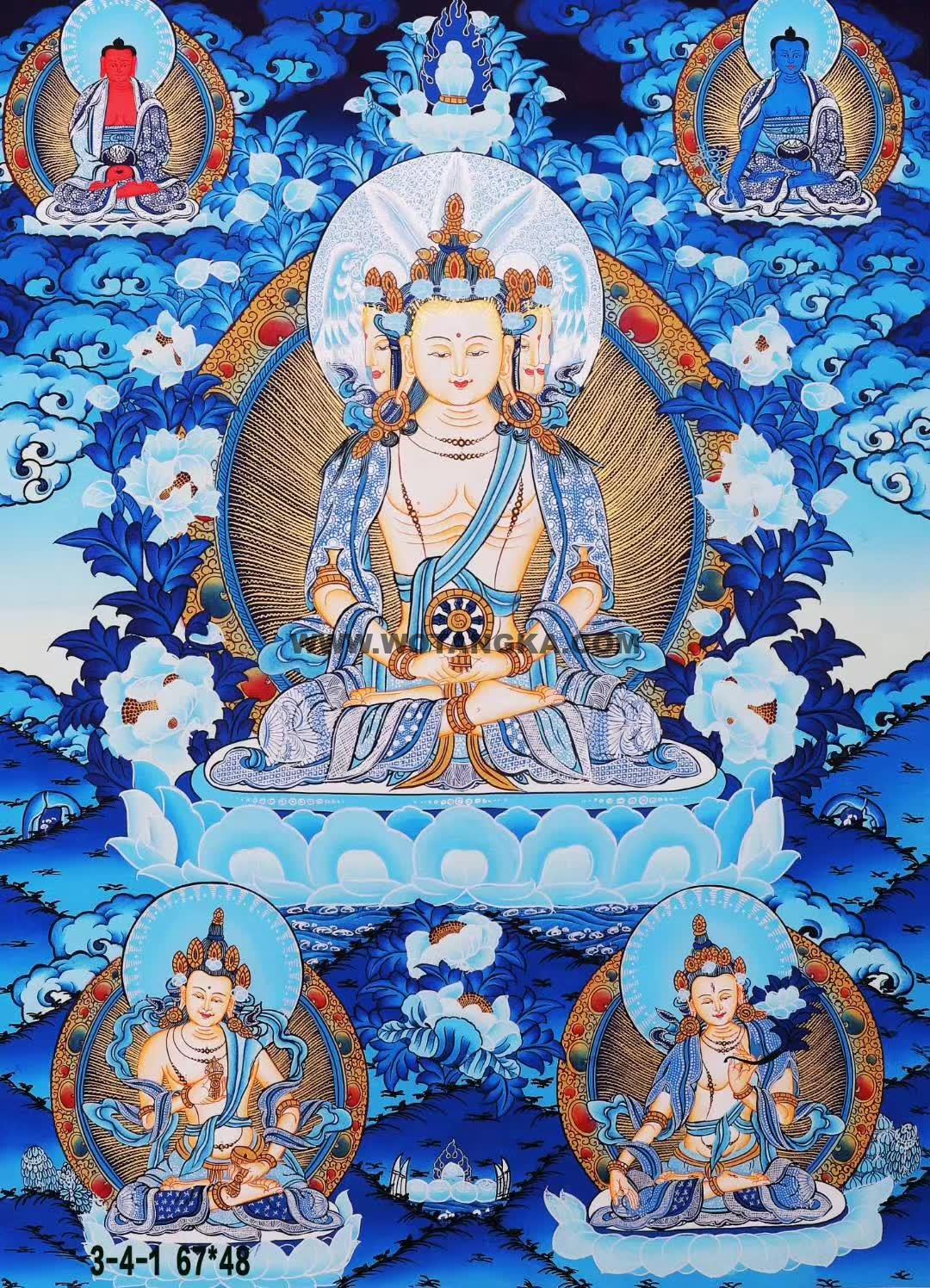 编号188-290112：蓝金唐卡-大日如来（67*48CM左右）