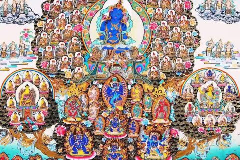 编号188-409358：彩绘唐卡-金刚总持佛（92*65CM左右）