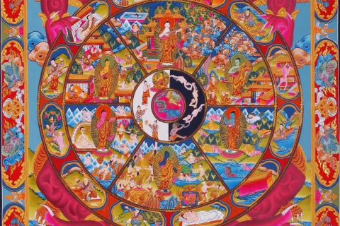 编号188-510417：彩绘唐卡-六道轮回（55*42CM左右）