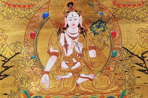 编号188-345691：黄金唐卡-白度母（56*42CM左右）