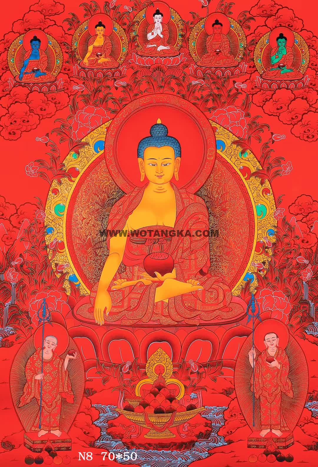 编号188-462609：红金唐卡-释迦牟尼佛（70*50CM左右）