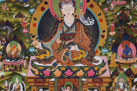 编号188-112796：彩绘唐卡-莲花生大士·莲师八相（100*70CM左右）