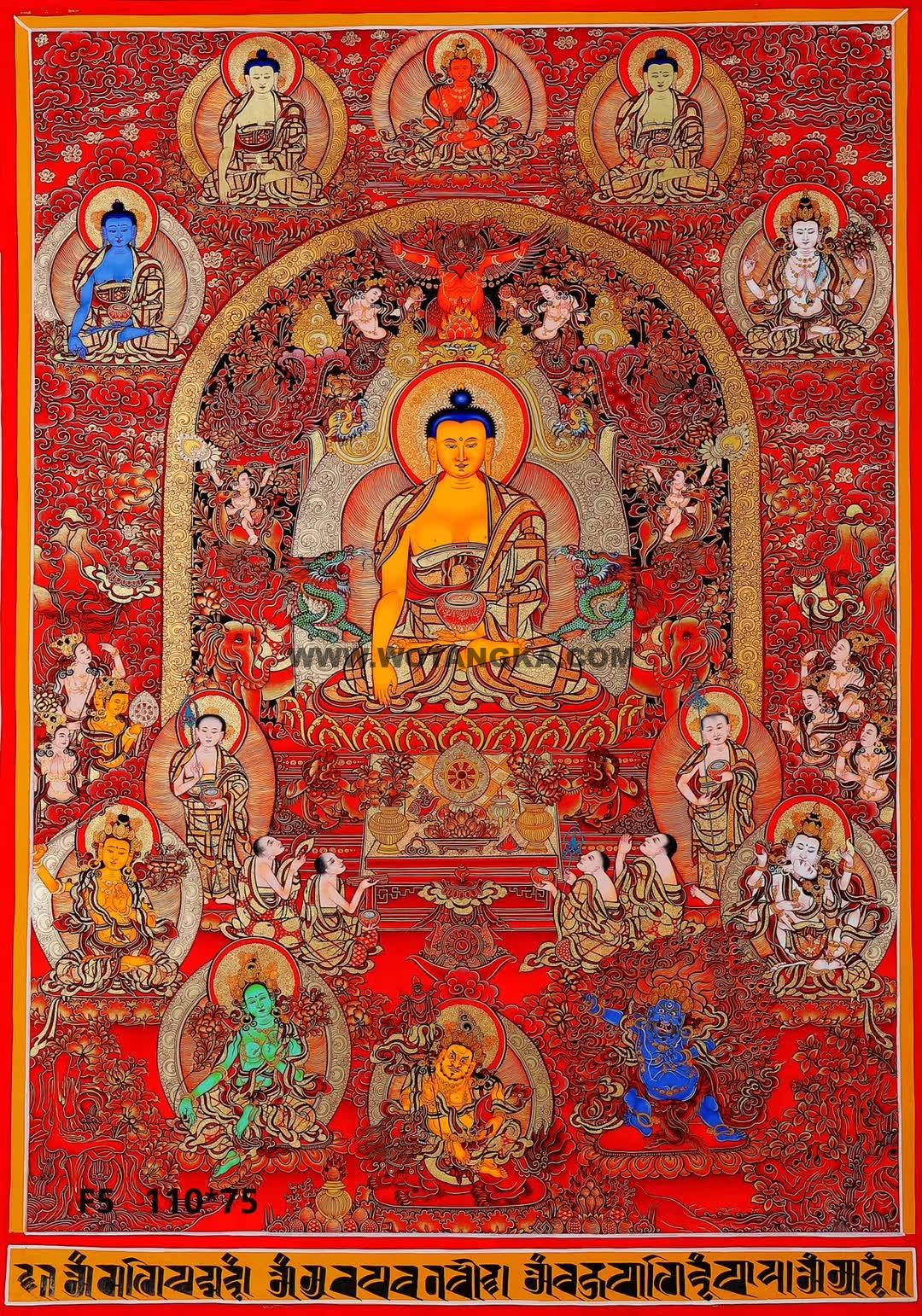 编号138-485618：红金唐卡-释迦牟尼佛（110*75CM左右）