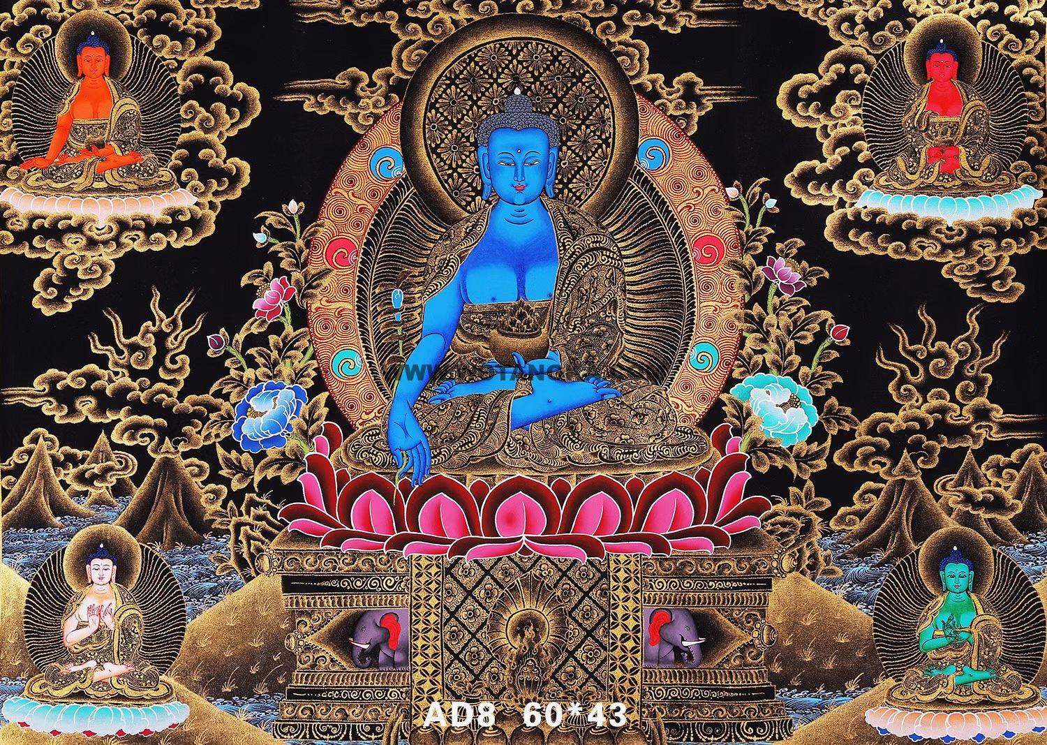 编号188-876777：彩绘唐卡-药师佛（60*43CM左右）