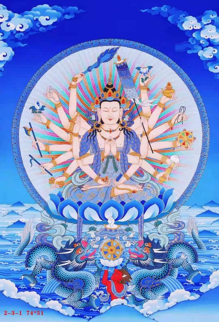 编号188-309885：蓝金唐卡-准提佛母（74*51CM左右）