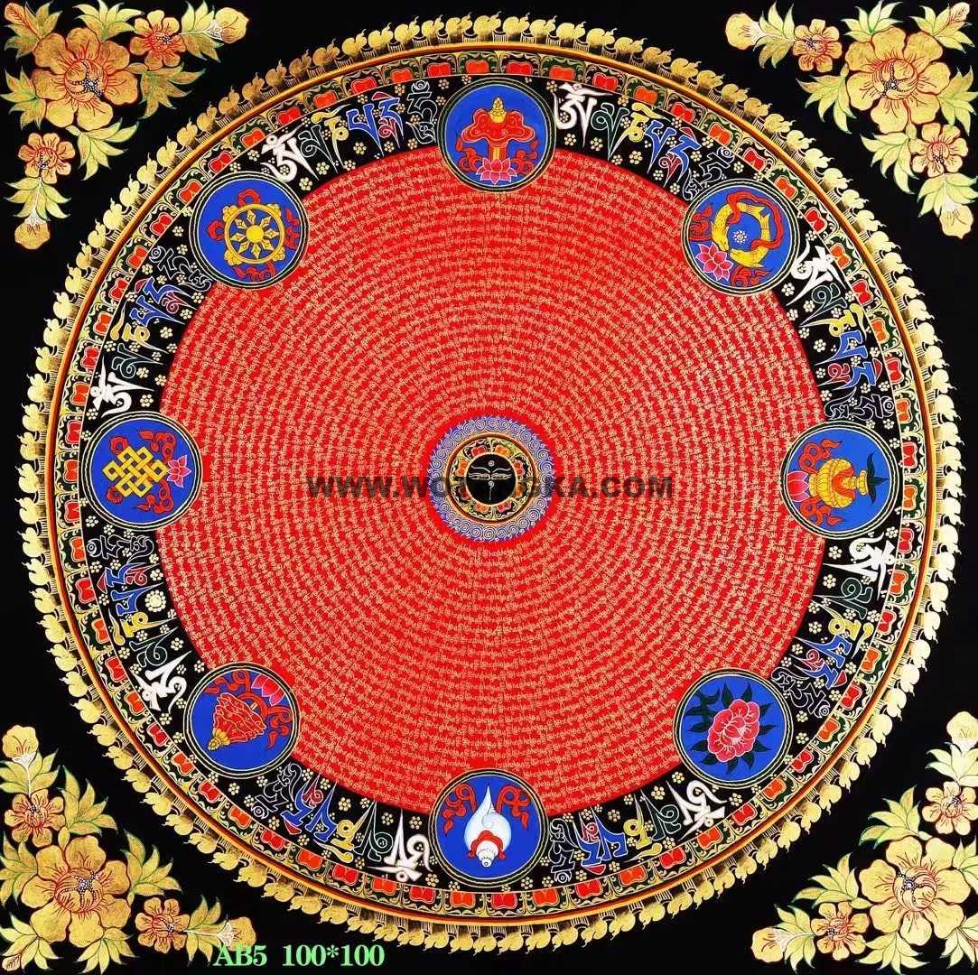 编号188-758602：彩绘唐卡-吉祥八宝坛城（100*100CM左右）