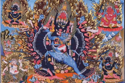 编号188-946442：彩绘唐卡-大威德金刚（72*50CM左右）