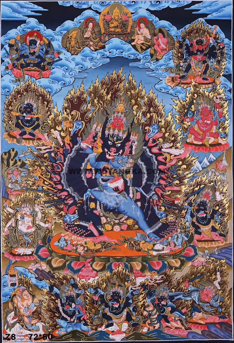编号188-946442：彩绘唐卡-大威德金刚（72*50CM左右）