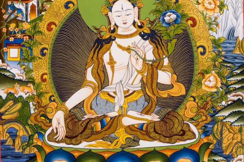 编号188-396867：彩绘唐卡-白度母（60*45CM左右）