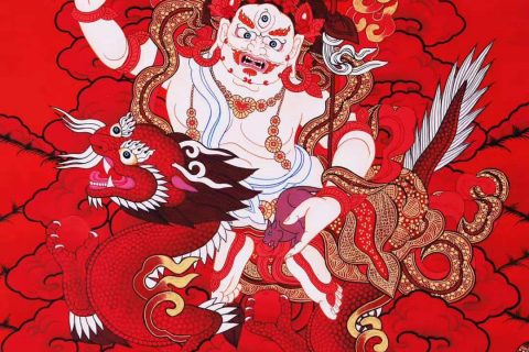编号188-889988：红金唐卡-白财神（60*43CM左右）