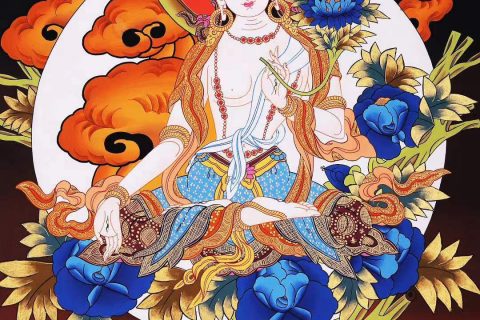 编号138-822963：彩绘唐卡-白度母（60*45CM左右）