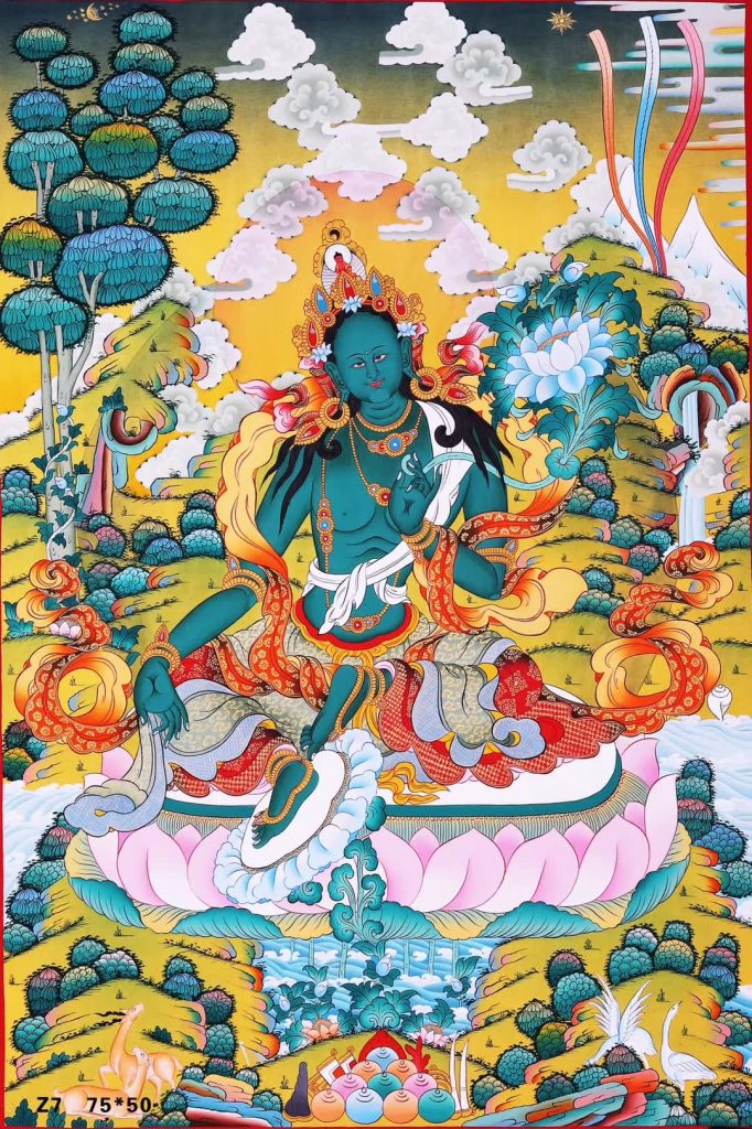 编号188-898788：彩绘唐卡-绿度母（75*50CM左右）