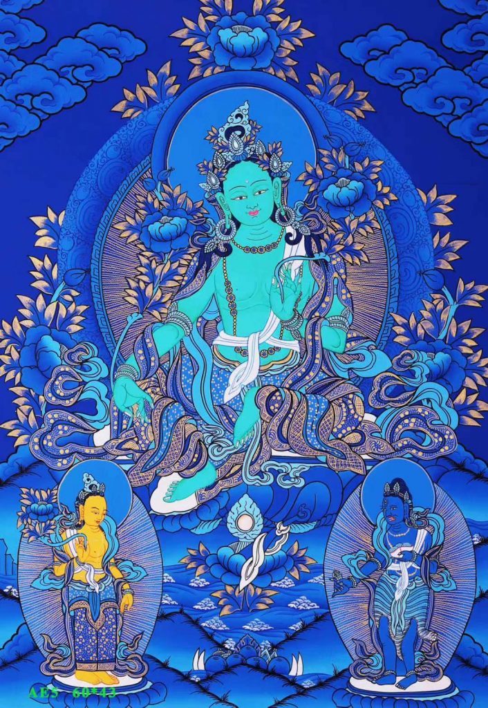 编号188-499049：蓝金唐卡-绿度母（60*43CM左右）
