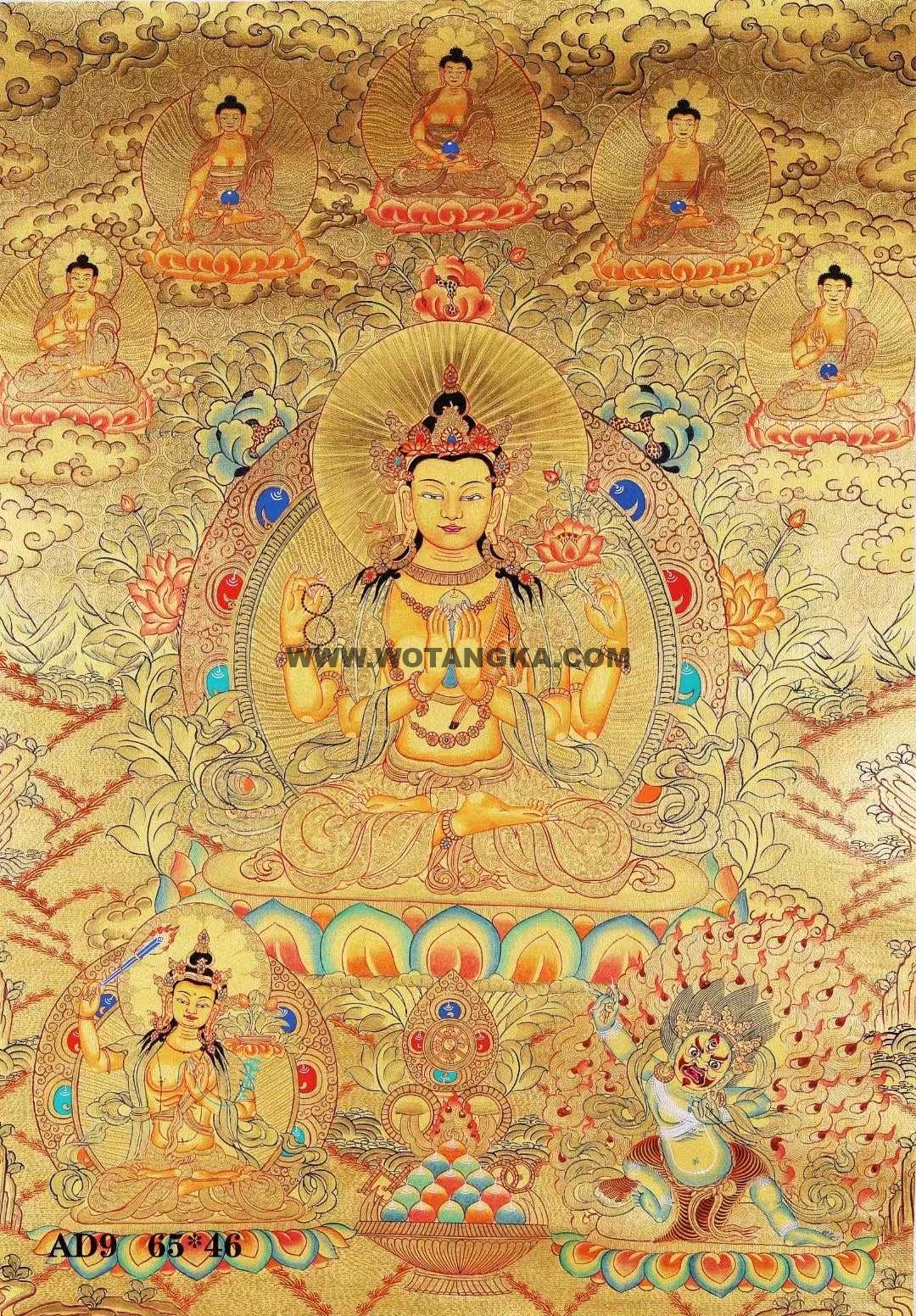 编号188-331730：黄金唐卡-四臂观音（65*46CM左右）