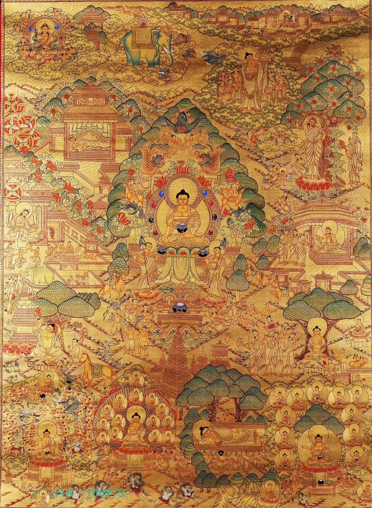 编号188-157188：黄金唐卡-释迦牟尼佛成道图（100*73CM左右）