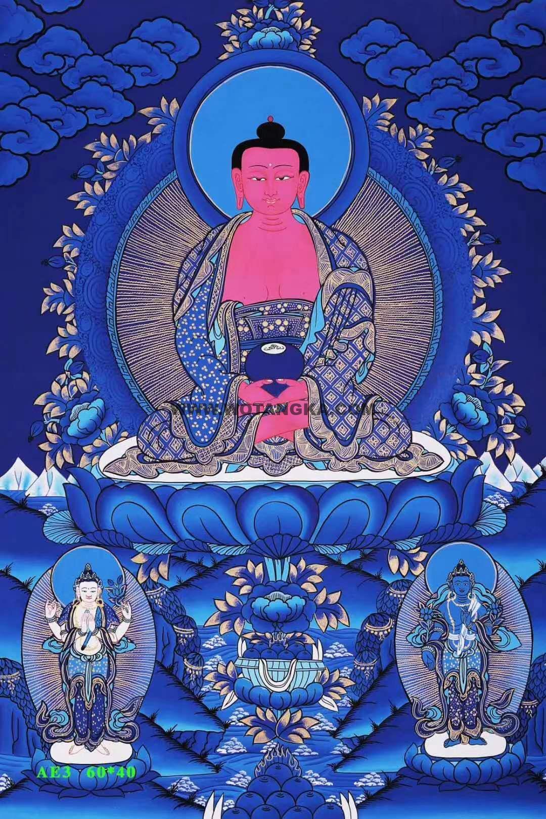 编号188-645739：蓝金唐卡-阿弥陀佛（60*40CM左右）