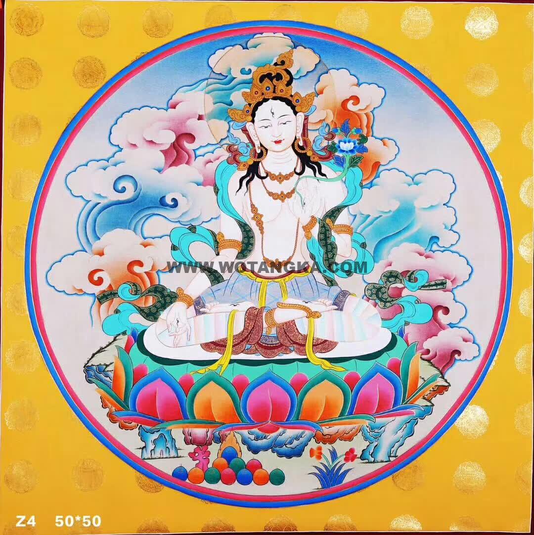 编号188-713911：彩绘唐卡-白度母（50*50CM左右）