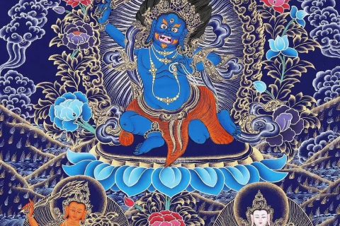 编号188-662906：蓝金唐卡-不动明王（60*45CM左右）