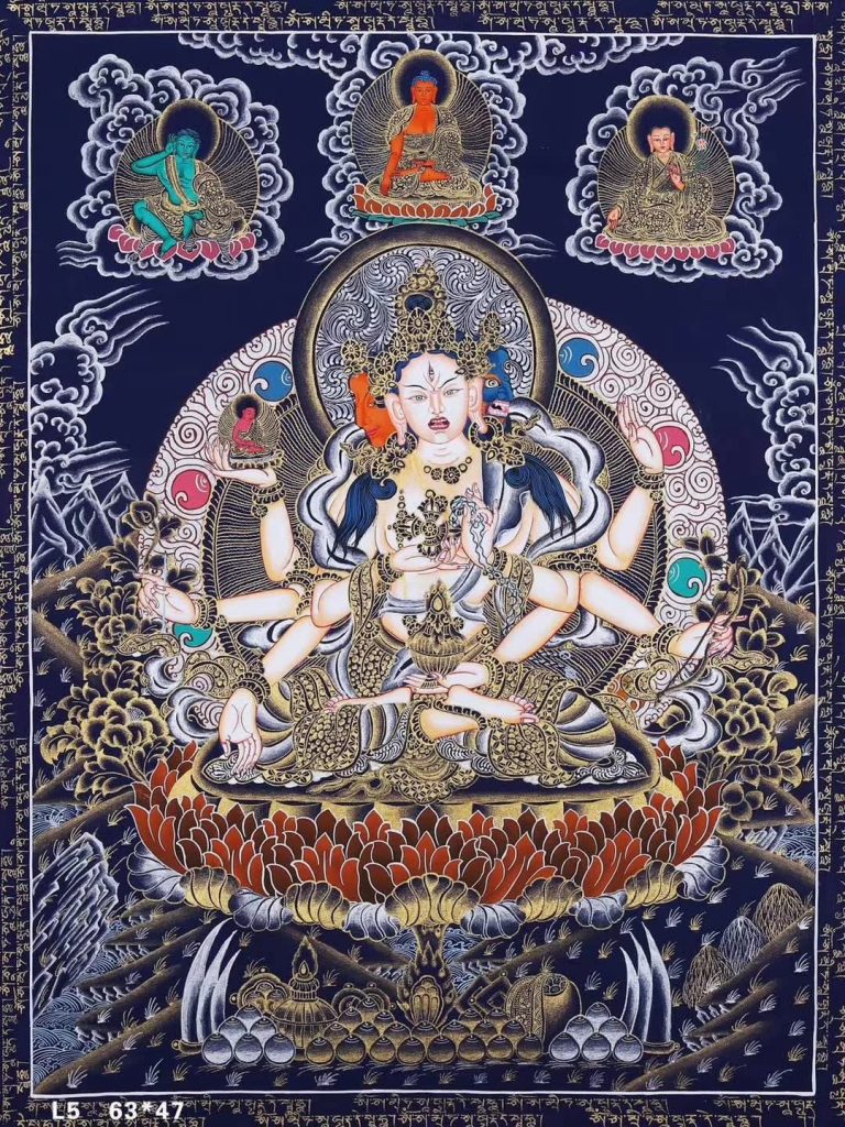 编号188-608431：蓝金唐卡-尊胜佛母（63*47CM左右）