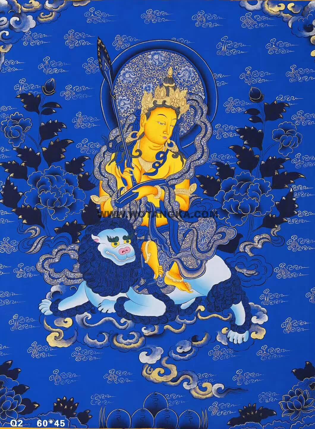 编号188-676455：蓝金唐卡-文殊菩萨（60*45CM左右）