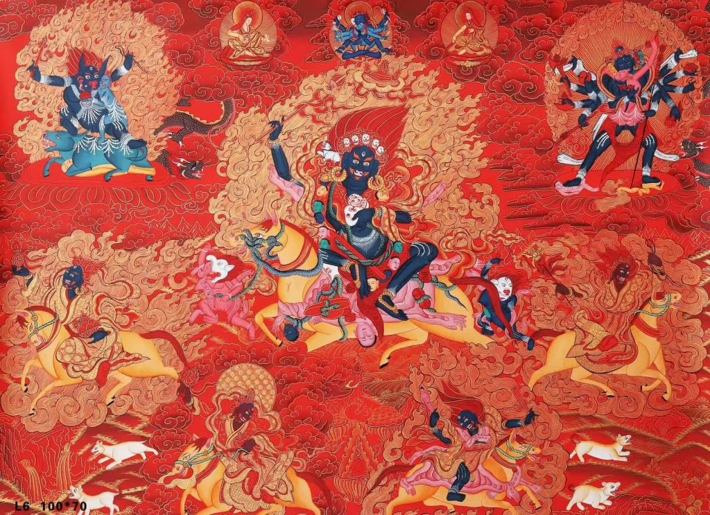 编号188-402402：红金唐卡-吉祥天母（100*70CM左右）