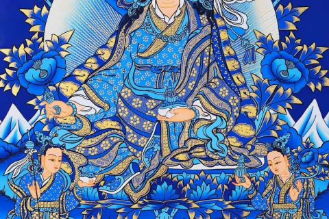 编号188-573892：蓝金唐卡-莲花生大士（60*40CM左右）