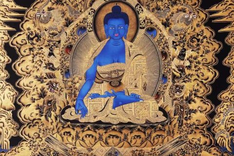 编号188-314670：黑金唐卡-药师佛（123*84CM左右）