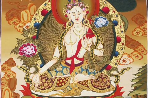 编号188-359084：彩绘唐卡-白度母（65*45CM左右）