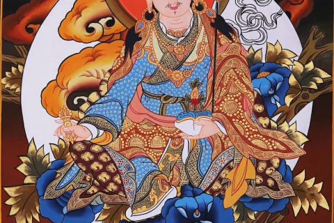 编号188-280566：彩绘唐卡-莲花生大士（60*45CM左右）