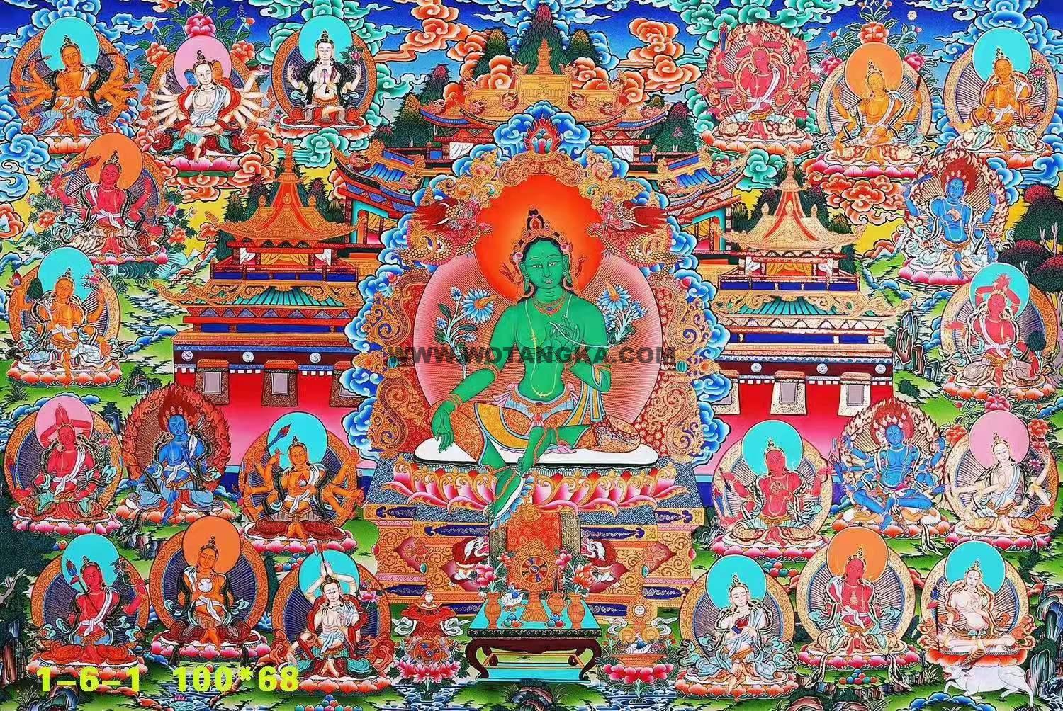 编号188-653893：彩绘唐卡-绿度母（100*68CM左右）