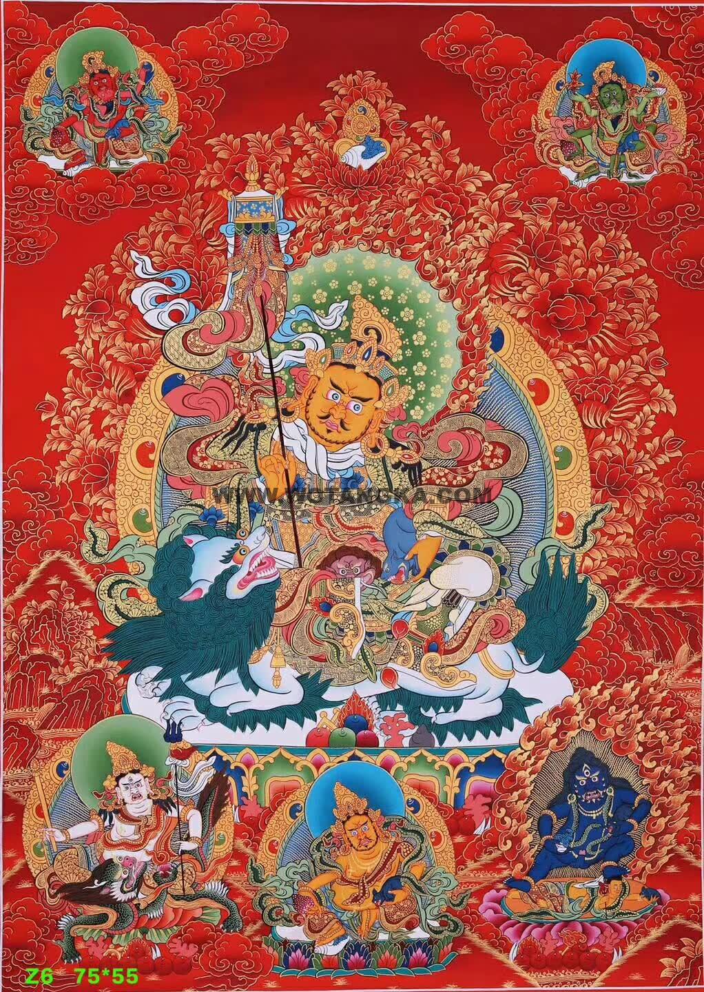 编号188-934218：红金唐卡-财宝天王（75*55CM左右）