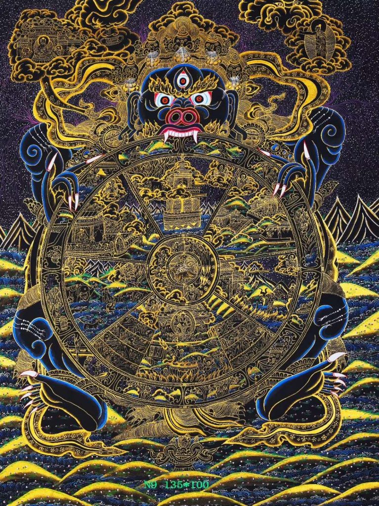 编号188-858558：黑金唐卡-六道轮回（135*100CM左右）