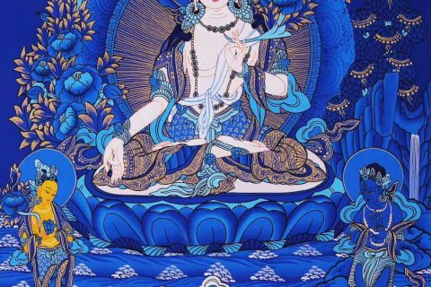 编号188-528982：蓝金唐卡-白度母（60*43CM左右）