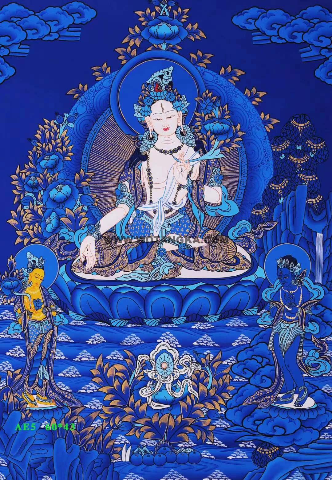 编号188-528982：蓝金唐卡-白度母（60*43CM左右）