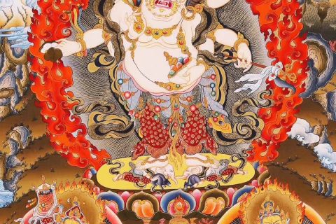 编号188-288091：彩绘唐卡-白六臂玛哈嘎拉（63*42CM左右）