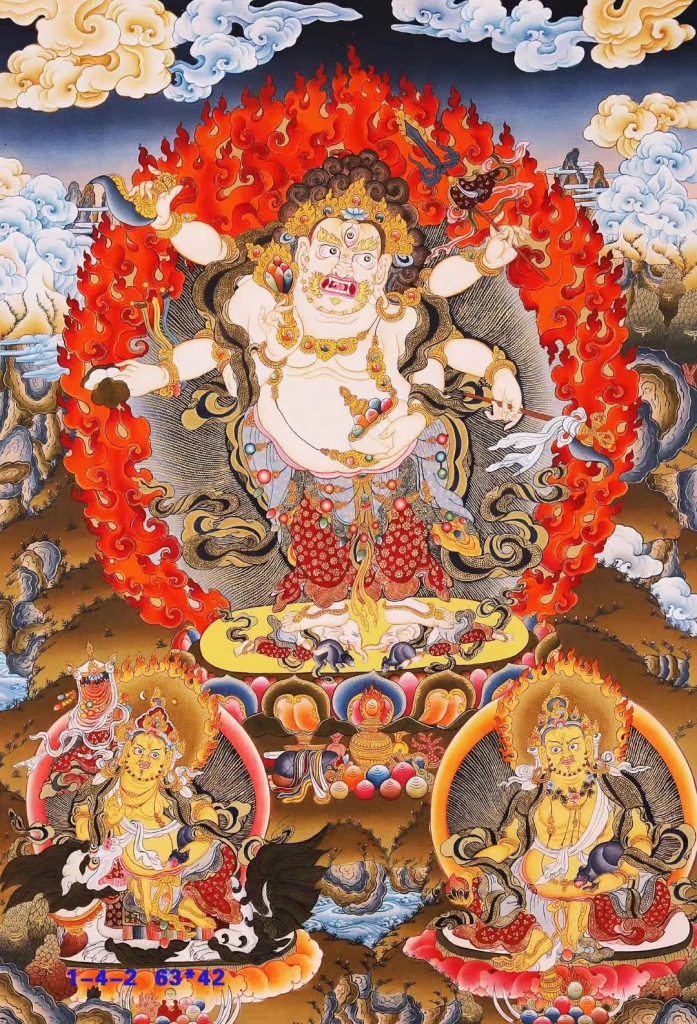 编号188-288091：彩绘唐卡-白六臂玛哈嘎拉（63*42CM左右）