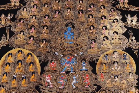 编号188-168761：黑金唐卡-金刚总持佛（68*54CM左右）