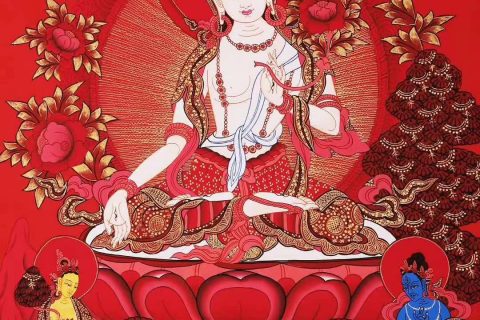 编号188-605373：红金唐卡-白度母（60*43CM左右）