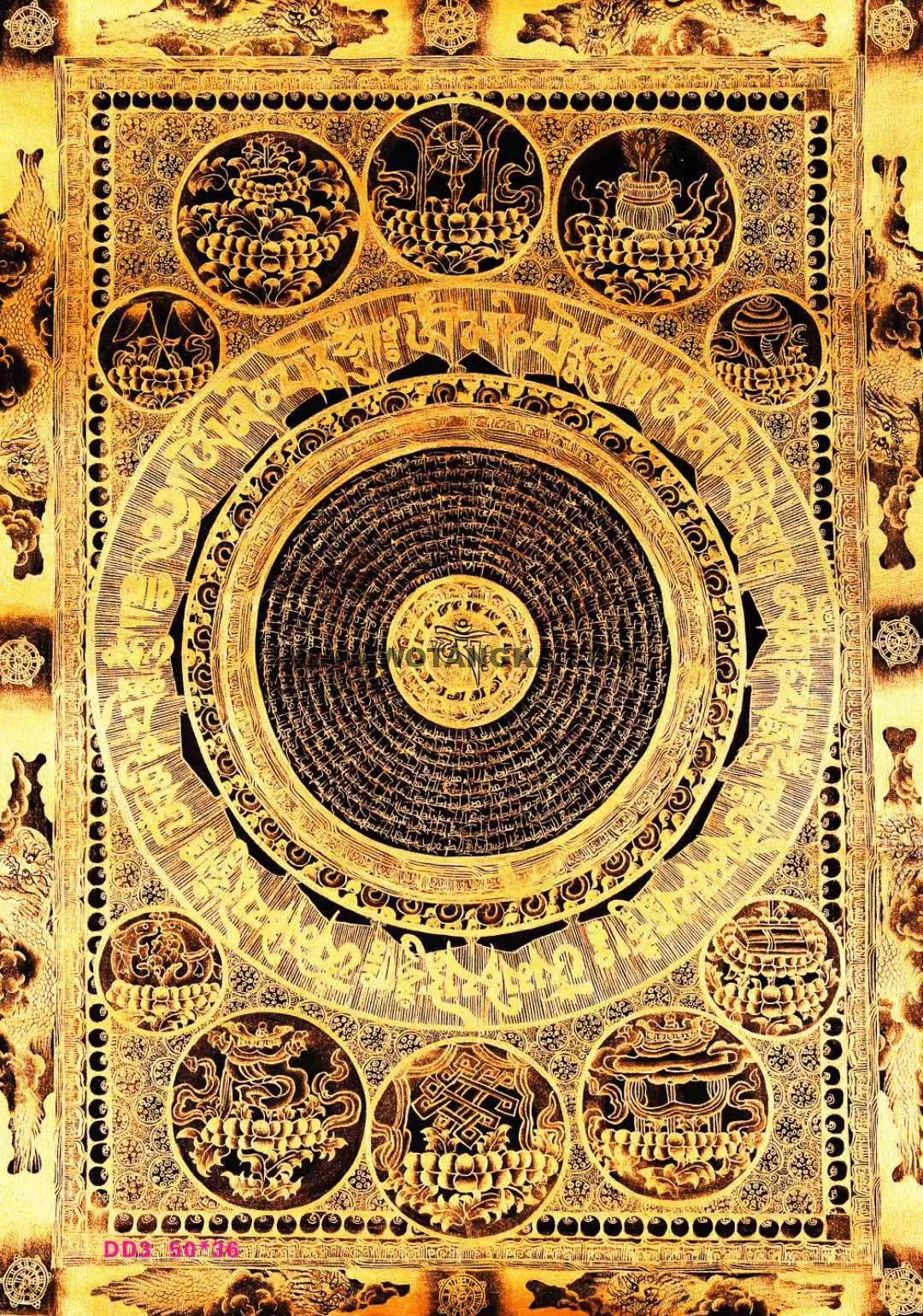 编号138-921810：黑金唐卡-吉祥八宝坛城（50*36CM左右）