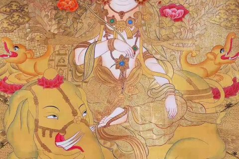 编号188-345335：黄金唐卡-普贤菩萨（75*50CM左右）
