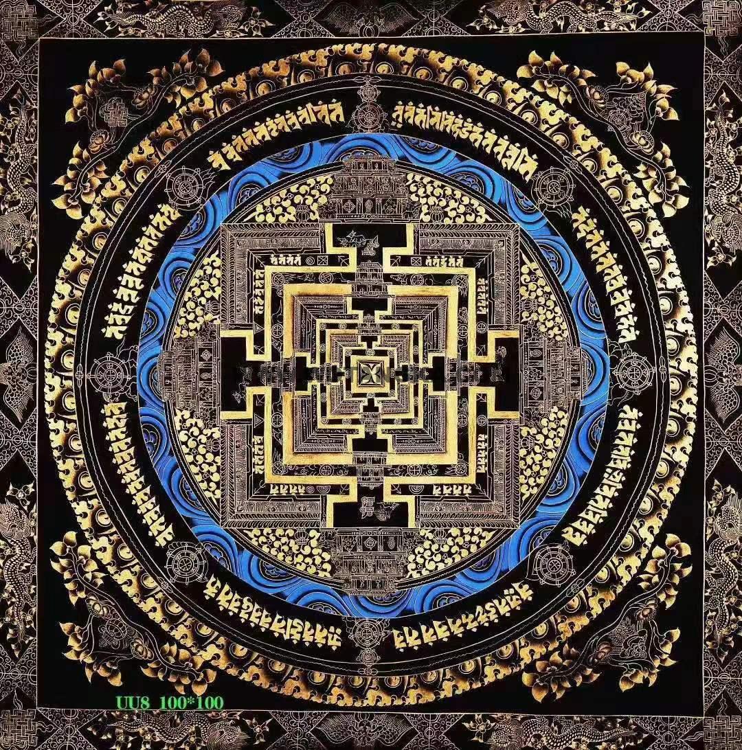 编号188-832625：黑金唐卡-时轮金刚坛城（100*100CM左右）
