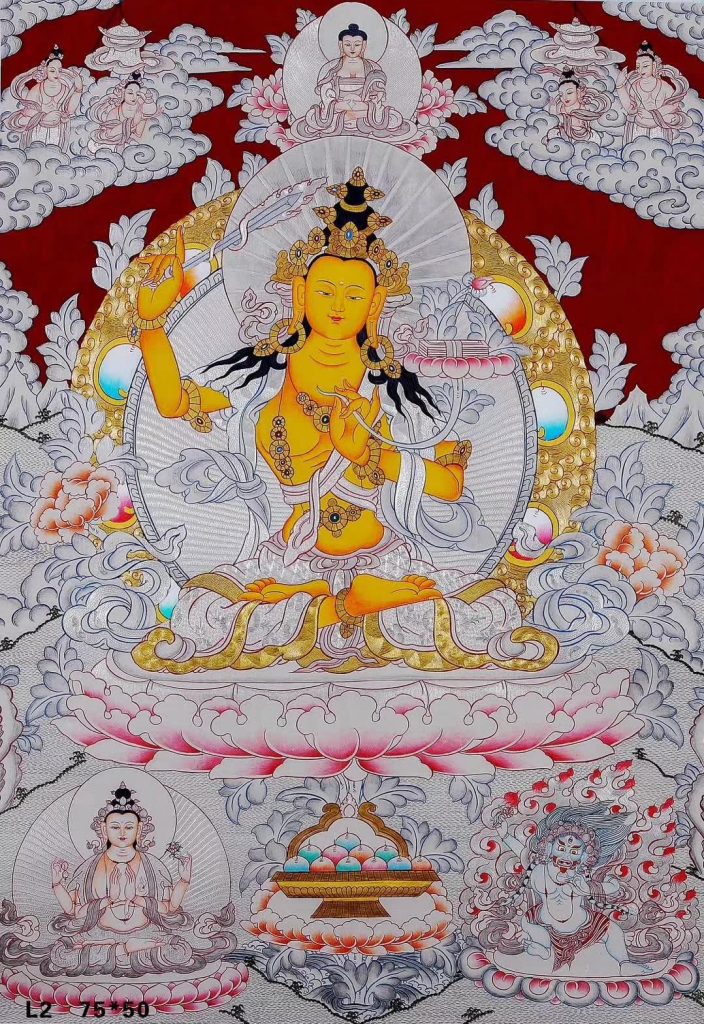 编号188-165496：白银唐卡-文殊菩萨（75*50CM左右）